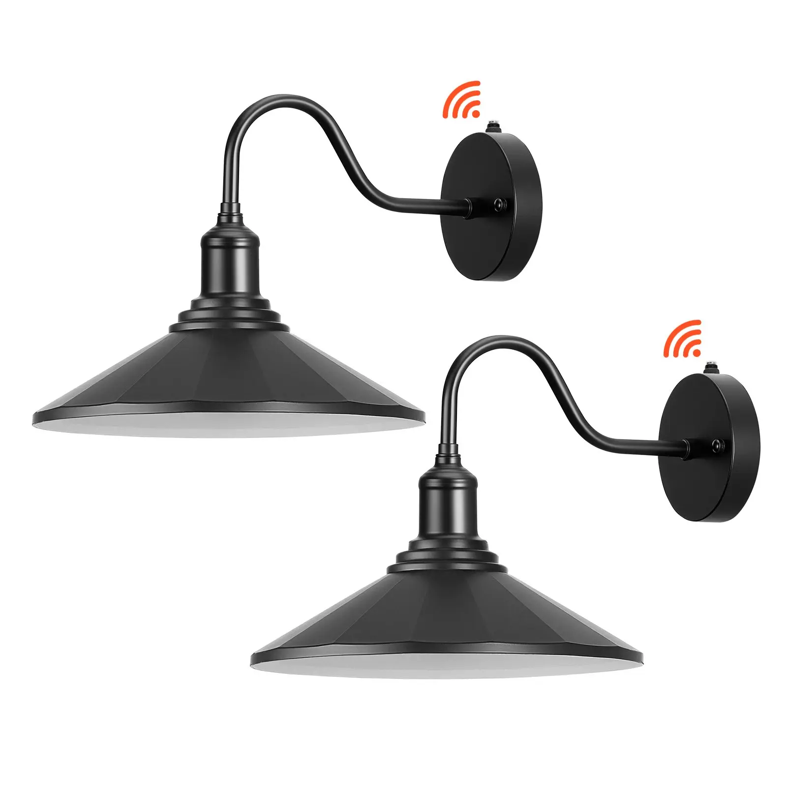 【Summerfinds】VEVOR 2-Pack Waterproof Outdoor Barn Lights, 11.5 in Diameter Farmhouse Gooseneck Light Fixtures, Dusk to Dawn Exterior Wall Sconces, Anti-Rust, E26 Bulb Compatible for Porch, Garage, Black, Waterproof Outdoor Lights