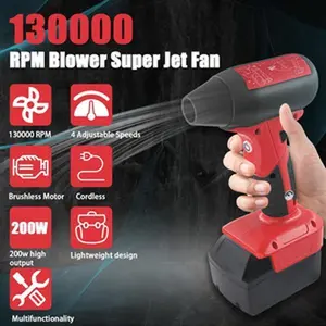 Mini Jet Dry Blower Turbo Fan Compatible For Milwaukee 18V Battery, 130000RPM Adjustable Wind Speed Cordless Portable Handheld Blowers For Car, Leaf Blower, Cleaning, Camping (Battery Not Included)