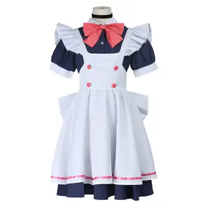 Momo Ayase Maid Cosplay Costume Set Dress Shirt Apron Headband Back Bow Tie Necklace Socks for Comic Con