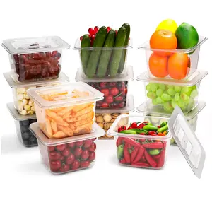 12 Pack Plastic  Pan with  1/6 Size 4 Inch Deep Commercial  Storage Containers for Fridge Salad Fruits Vegetables Clear Restaurant Polycarbonate