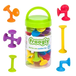 Froogly - 25 Piece Suction Toys | Stacking Montessori Construction Building Suction Cups Set Silicone Preschool Daycare Shower Travel for Kids Toddlers Boys Girls Ages 3 4 5 6 Year Old