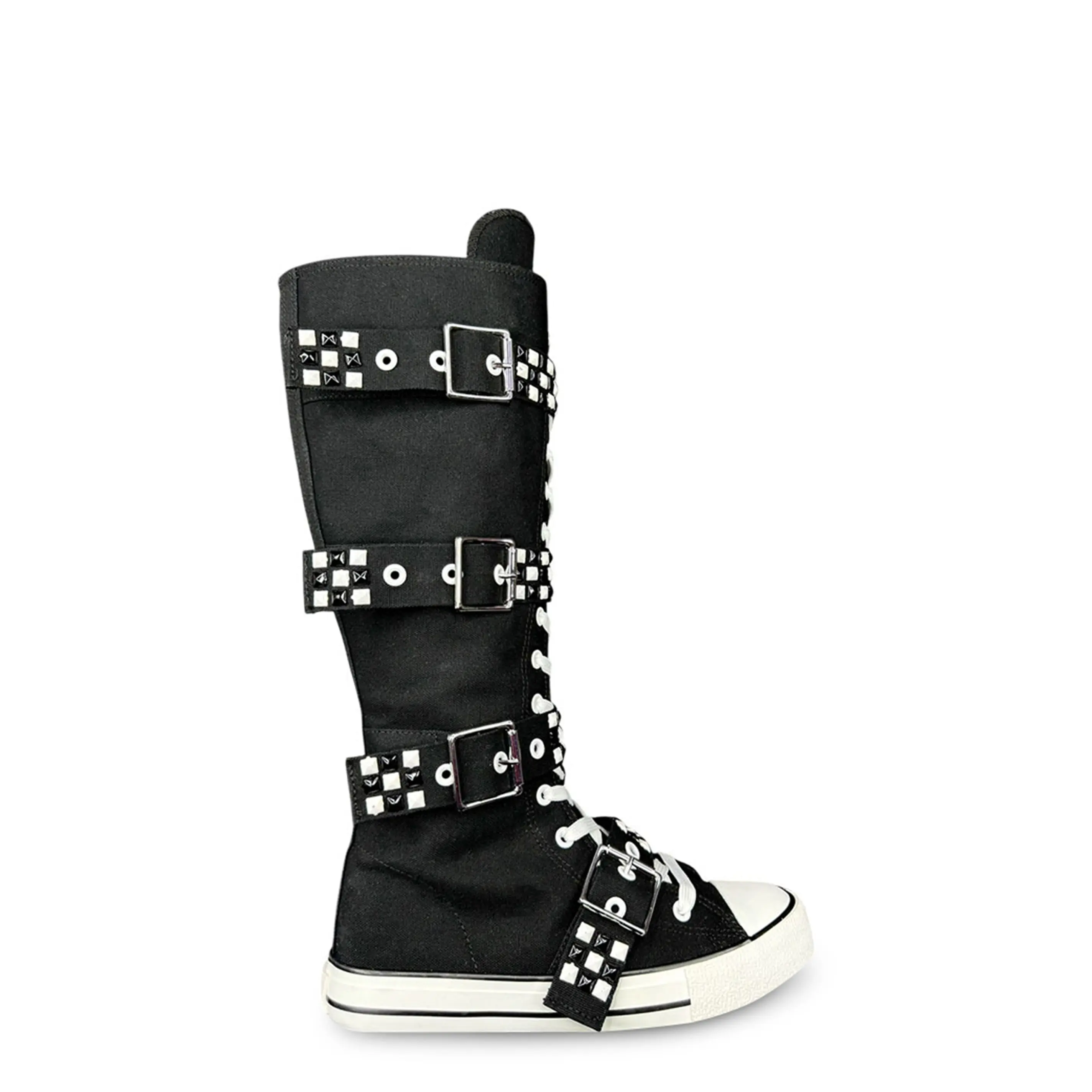 Rawr XD Stud Knee High Sneakers - Black/White