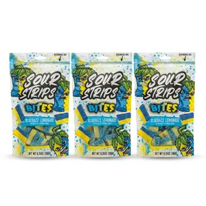 Chewy Candy Bag - Blue Raspberry Snack with Sweet, Soft, Sour Bite Strips, BlueRazz Lemonade Candy Flavors, 3-Pack