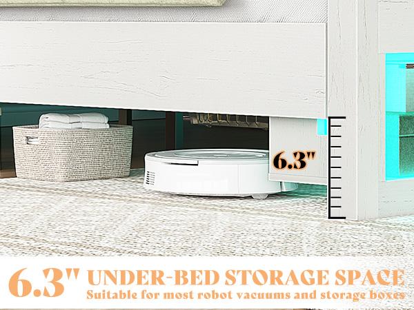 AMERLIFE Bed Frame with Bookcase Storage Headboard and Footboard, LED Platform Bed with Charging Station, No Box Spring Needed, Noise Free/Best Gift Ideas/Christmas Gifts