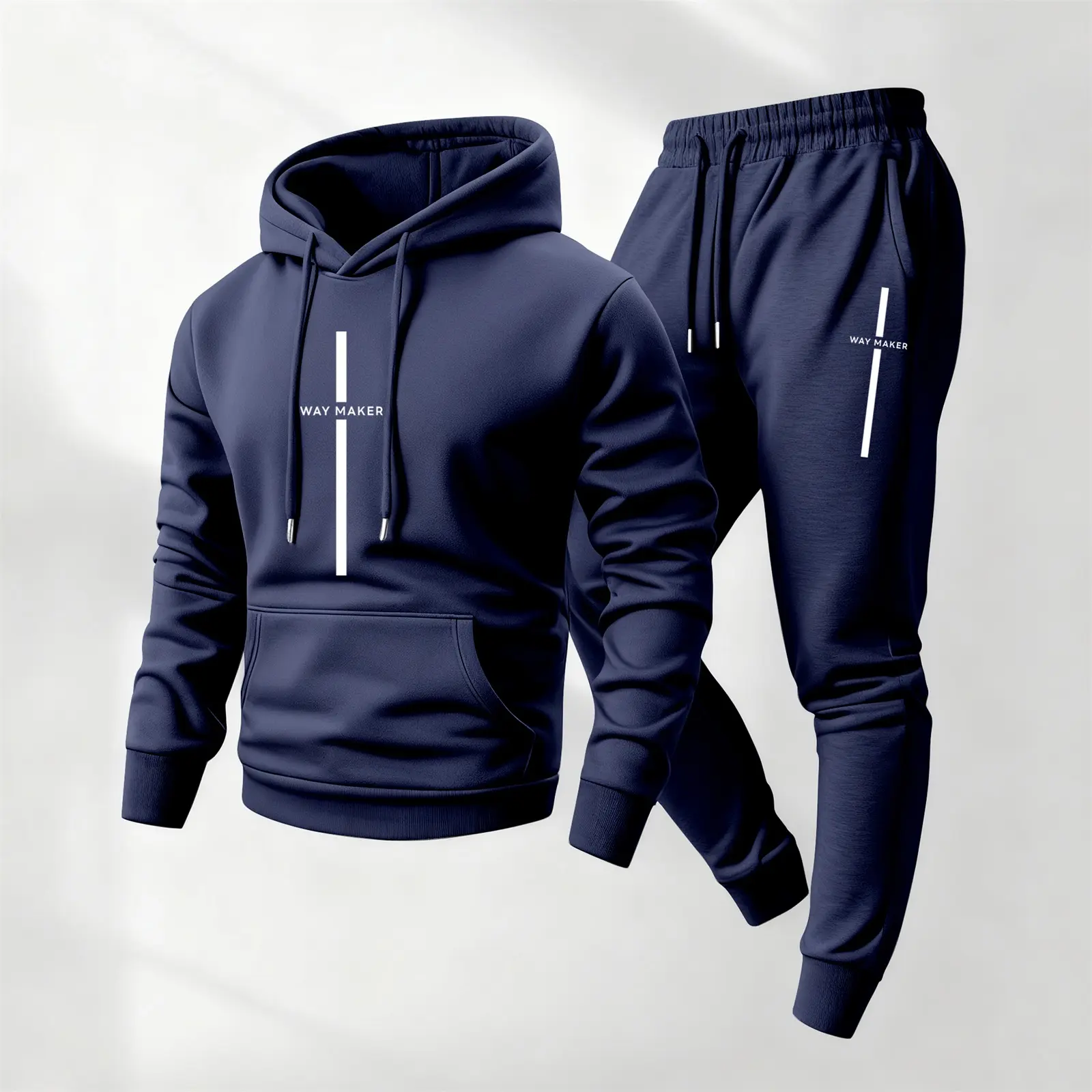 Men's Way Maker Letter Printed Hoodie and Drawstring Sweatpants Set, Menswear, Casual Athletic Long Sleeve Hooded Jacket & Trousers for Fall & Winter, Men's Clothing for Daily Wear, Sportswear Indoor Outdoor, Tracksuit, Athleisure Summer Clothes