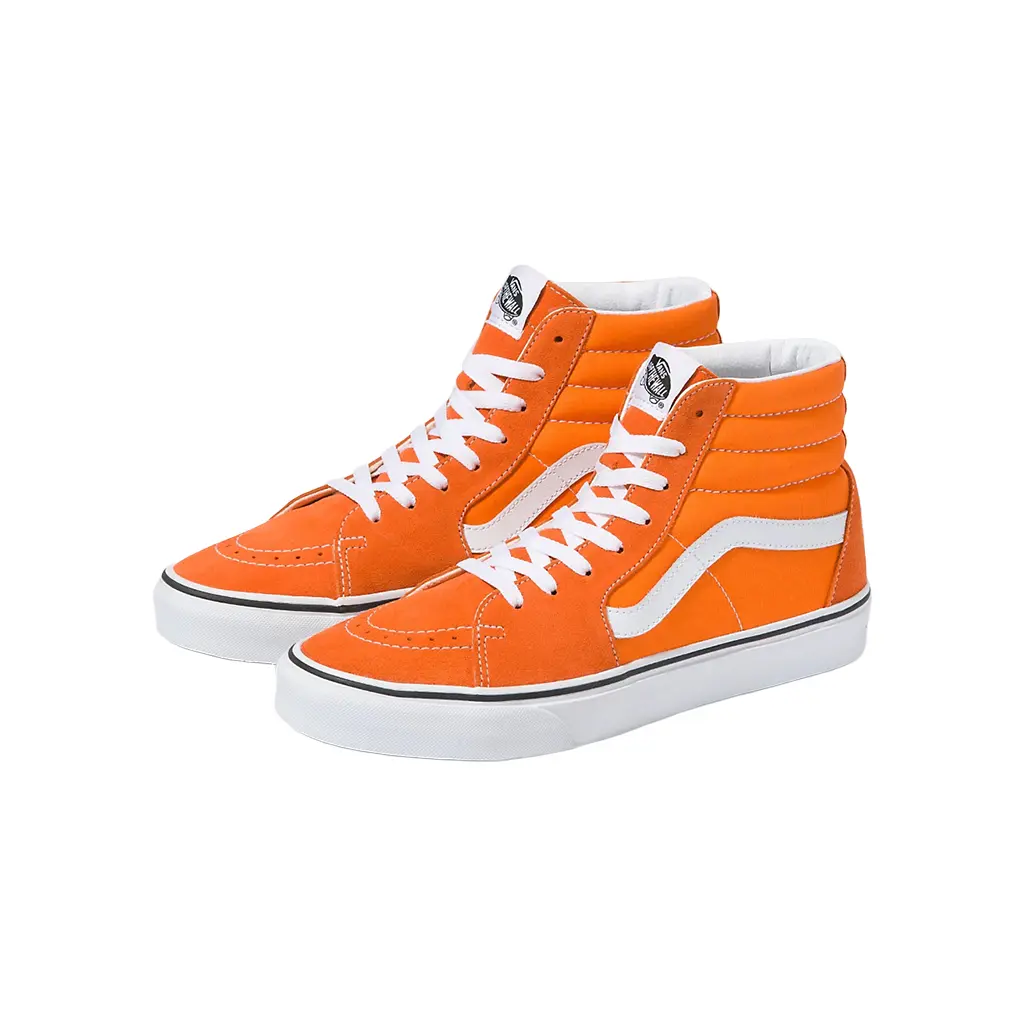 VANS Men's Sk8-Hi Suede & Canvas Sneaker, High-Top Athletic Skating Shoes in Desert Sun/True White with Padded Collars, Footwear, Sports Shoes, Rubber, Sidestripe, Suede Upper, Classic, Secure Lace-Up, Skateboard, Men's Shoes