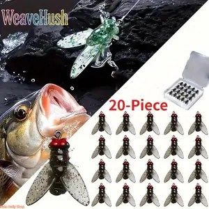 20-Piece Realistic Fly Fishing Lure Set, Trout Dry Fly Bass Swimming Baits, Versatile Spinning Lures for Freshwater Saltwater Fishing