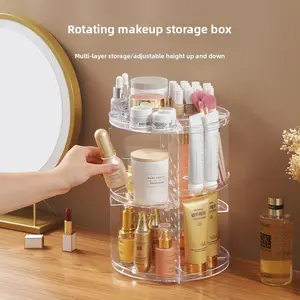 360° Rotating Acrylic Makeup Storage Box, Large Capacity Cosmetic Display Cabinet, Transparent Organizer for Skincare, Perfume, Brushes, Lipstick, Cosmetics Organizer Storage, Rotating Design