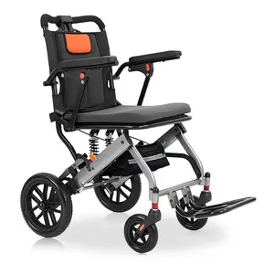 Lightweight Folding Wheelchair for Elderly, 16 Inch Seat, Portable Transport Chair with Removable Armrests, Swing Footrests, Locking Handbrakes, Travel Wheelchair for Seniors, Compact and Easy Carry