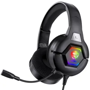 SoulBytes S100 White RGB Gaming Headset, 3.5mm Wired Over-Ear Gaming Headphones with Noise Cancelling Mic, Stereo Bass, Lightweight Comfortable Headset for PS4 PS5 Xbox One Switch PC Laptop