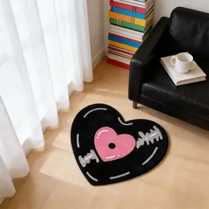 Heart Graffiti Plush Carpet in and, Trendy Retro Area Rug for Bedroom and Gaming Room, Soft and Cozy Floor Mat for Youthful Spaces, Fluffy Area Rug, Decorative Fluffy Rug, Indoor Area Rugs, Home Decorative Rug, Fuzzy Decorative Rug