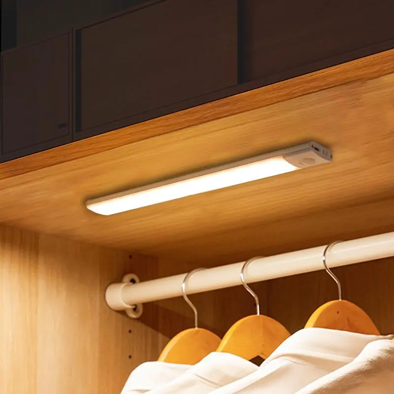 USB Rechargeable Wireless Cabinet Light, Battery Operated Lamp, LED Ultra-thin Smart Human Body Sensor LED Light, Magnetic Self-adhesive Wardrobe Light, Led Closet Lights, Indoor Lighting