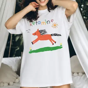Ketamine Horse Child Drawing Graphic Tee, Rainbow Ketamine Meme T-Shirt