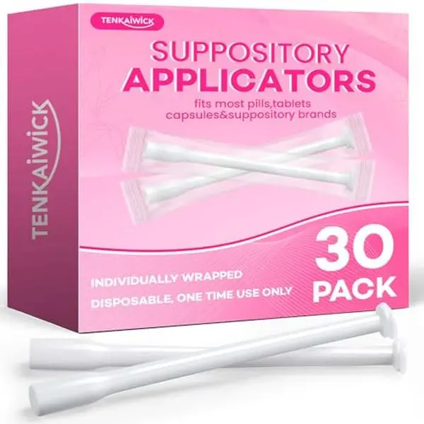 TENKAIWICK 30 Pack Disposable Vaginal Suppository Applicator for Women, Vaginal Applicator fits Size 0/00 Cap-Sules and Most Pills, Tablet Suppositories, Individually Wrapped