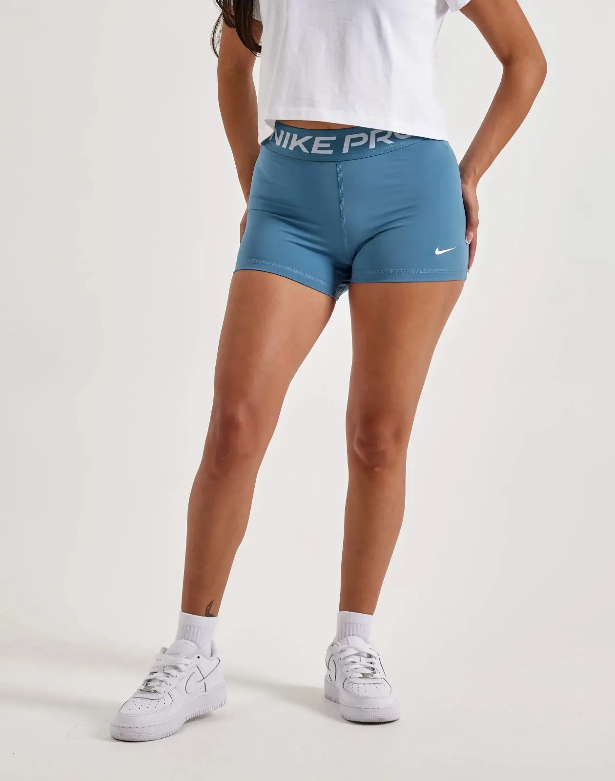 Womens Nike Pro 365 3" Compression Short Denim Blue