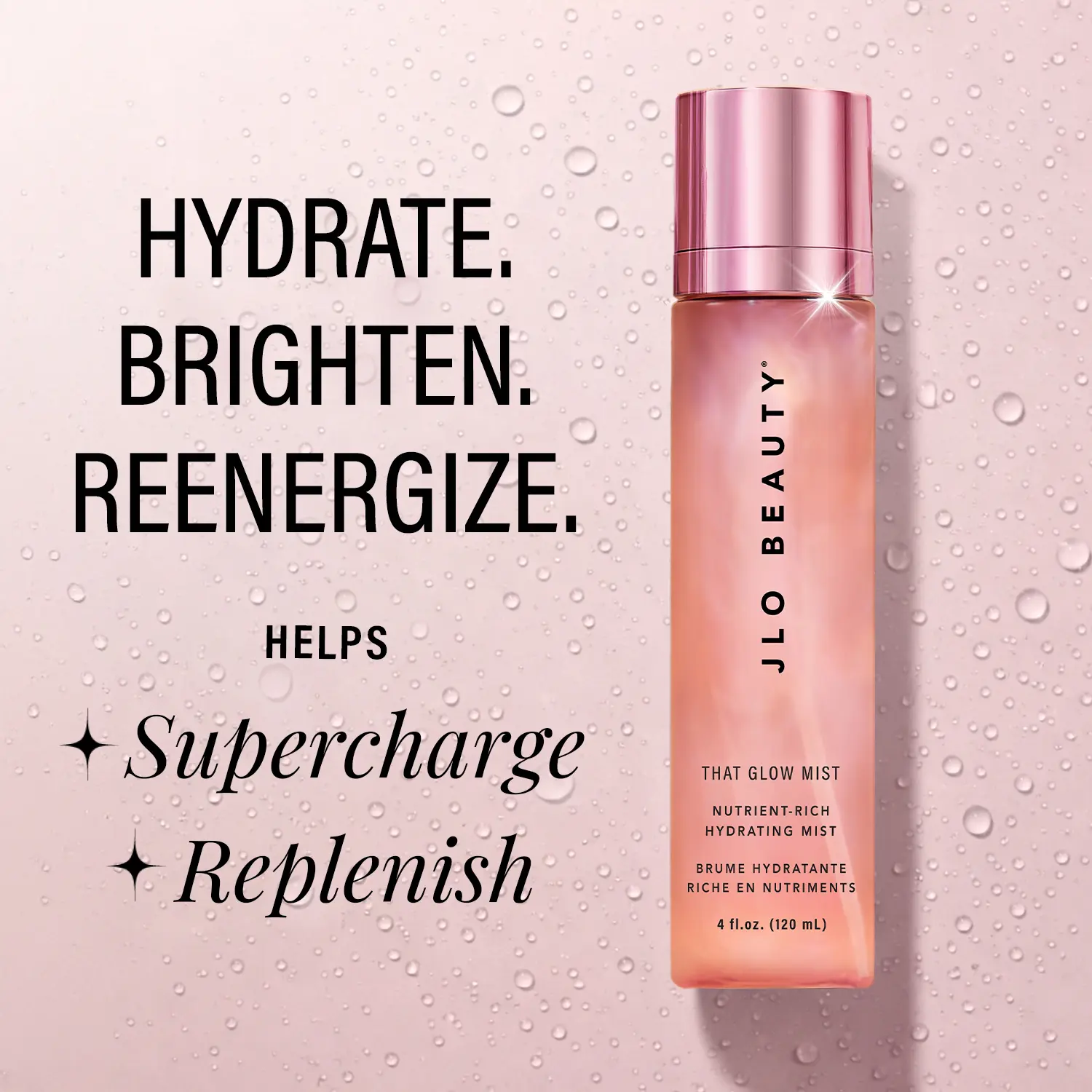 JLO BEAUTY That Glow Mist, Hydrating Face Mist with Niacinamide & B5 for Makeup Prep & Dewy Glow, Selfcare for All Skin Types, Hydrate, Glow Up