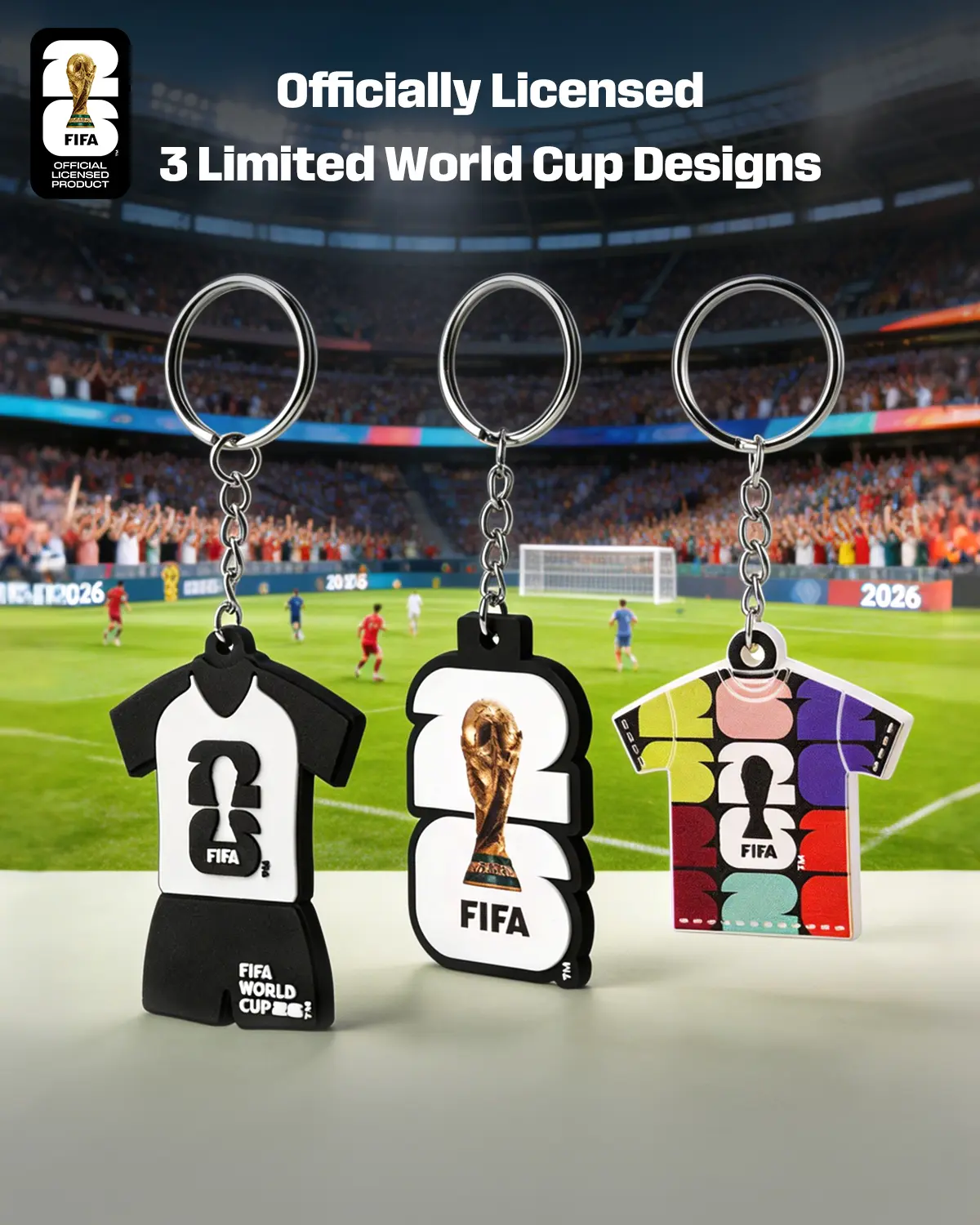 2026 FIFA World Cup Official Licensed Keychain, Lightweight FIFA Fan Key Ring, Durable Soccer Theme Pendant for Keys, Backpack & Bag Accessories, Collectible Sports Gift for Football Fans