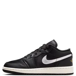Youth Jordan 1 Low SE Black/Metallic Silver-Sail (FZ3921 001) (GS)