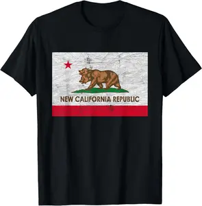 100% Cotton New California Republic Retro Distressed NCR Flag T-Shirt