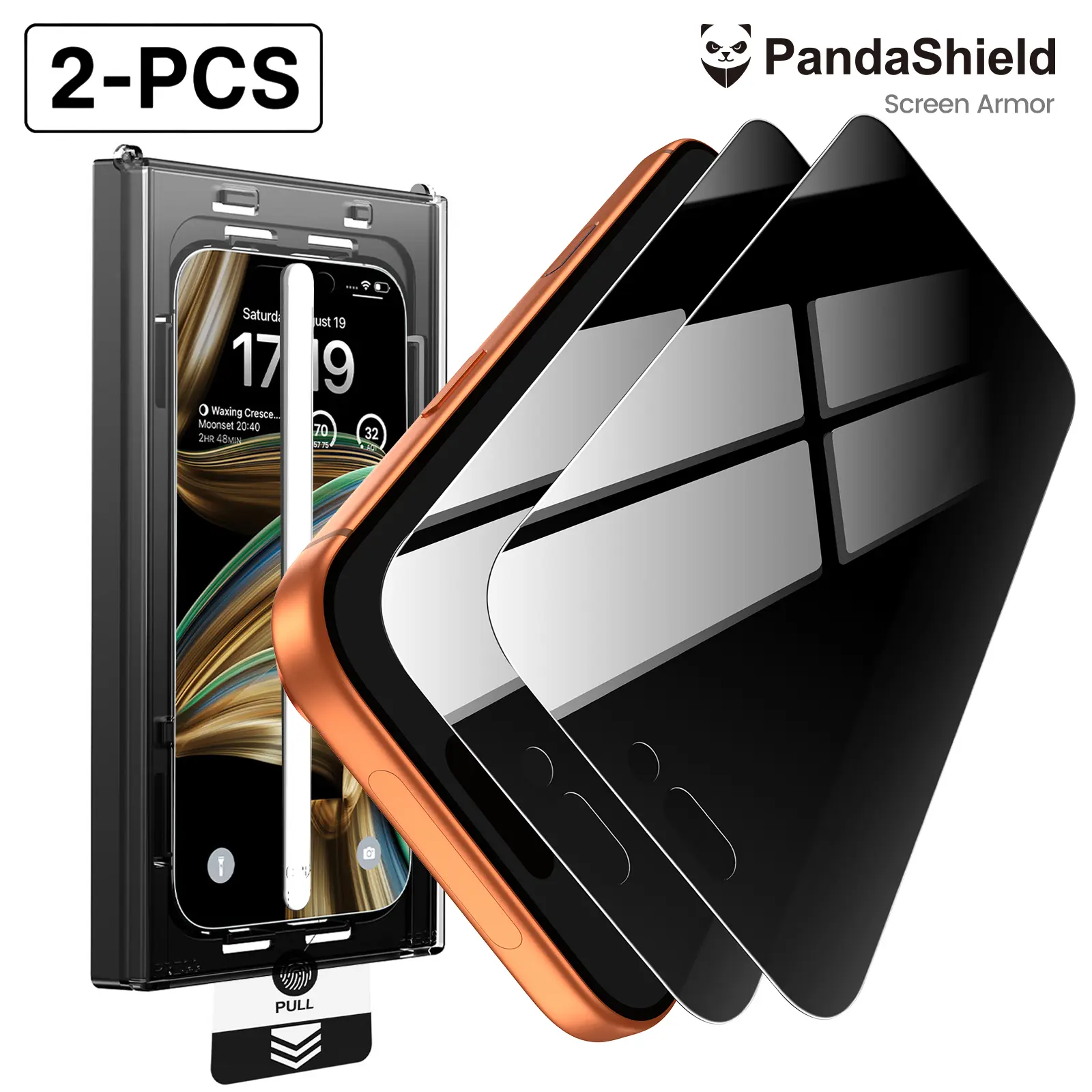 [2-PCS] PandaShield HD/Privacy Screen Protector for iPhone 13,14,15,16,17 plus pro max – Anti-Spy, Easy Install bo, 9H Hardness, Full Coverage