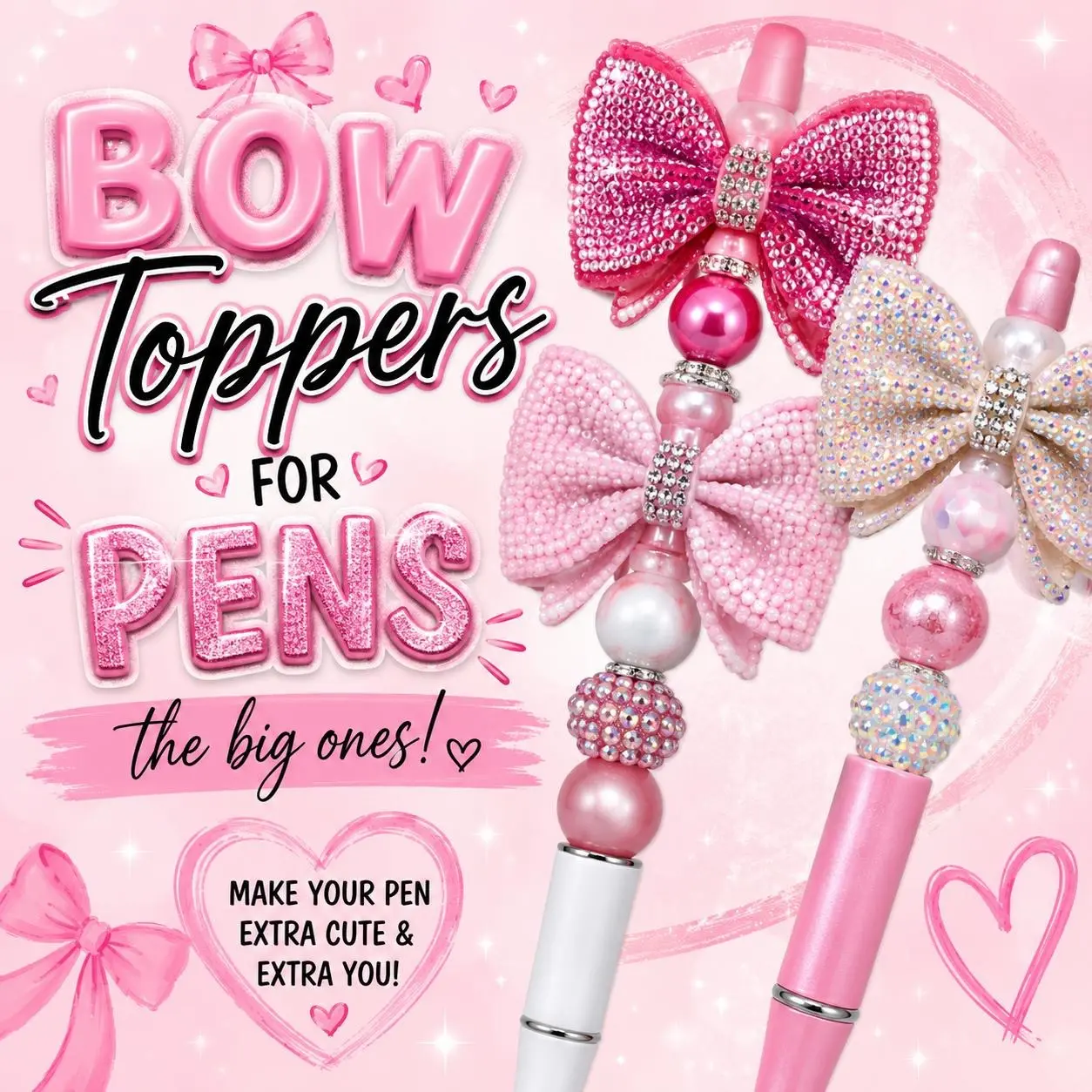 Bow pen toppers- Live claim only!