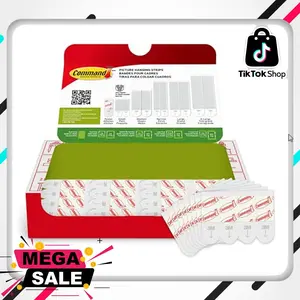 Command Poster Strips, 64 Command Strips Damage Free Hanging Poster Hangers, No Tools Wall Hanging Strips for Home Decor, Room Decor, Wall Decor, and Office Decor, White Adhesive Strips