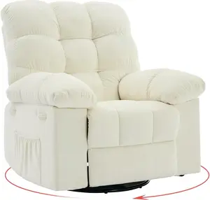 Oversized Swivel Rocker Recliner Chair for Adult,360°Swivel Rock Recliner,Extra Wide Manual Recliners,Chenille Upholstery Overstuffed Soft Rocking Sofa Chair