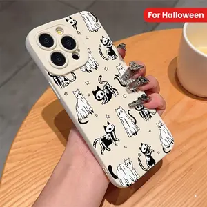 Eye Antique White Halloween Cat TPU Anti-drop Full Coverage Precision Case for Apple iPhone6/ 7/ 8/ X/ Xs/ Xr/ Xs Max/ 11/ 12/ 13/ 14/ 15/ 16 Pro Max