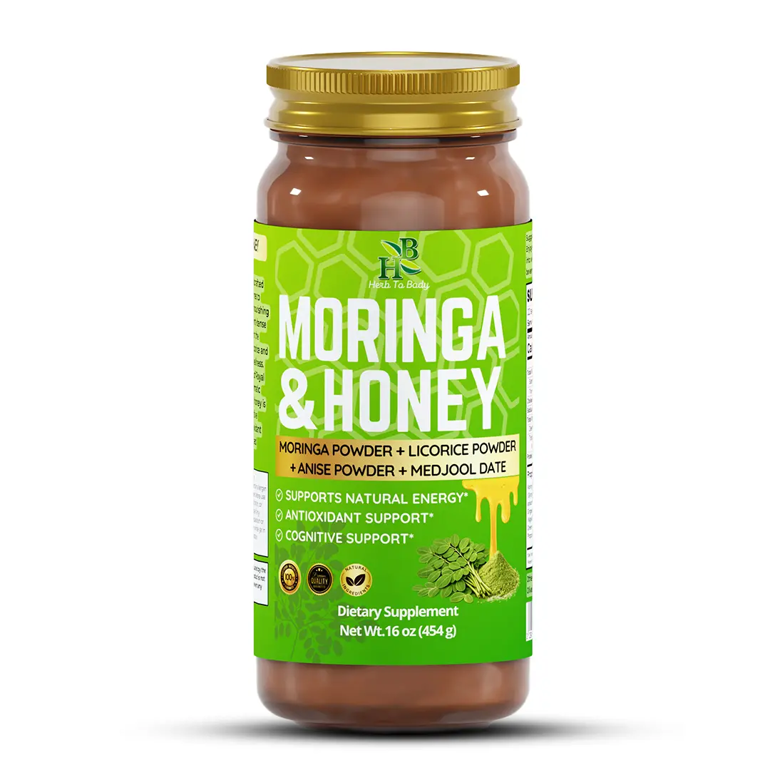HERB TO BODY Moringa & Raw Honey Blend with Ginger, Anise, Licorice & Botanical Complex - 16 oz (454g) | Herb-Infused Cooking Staple