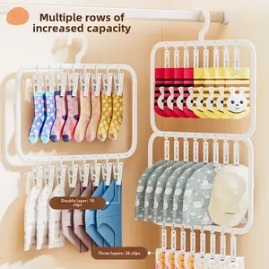 Clothes Drying Rack, 2 Counts Windproof Clothes Drying Hanger, Socks Drying Rack, Home Organizer for Bedroom & Bathroom, Hanging