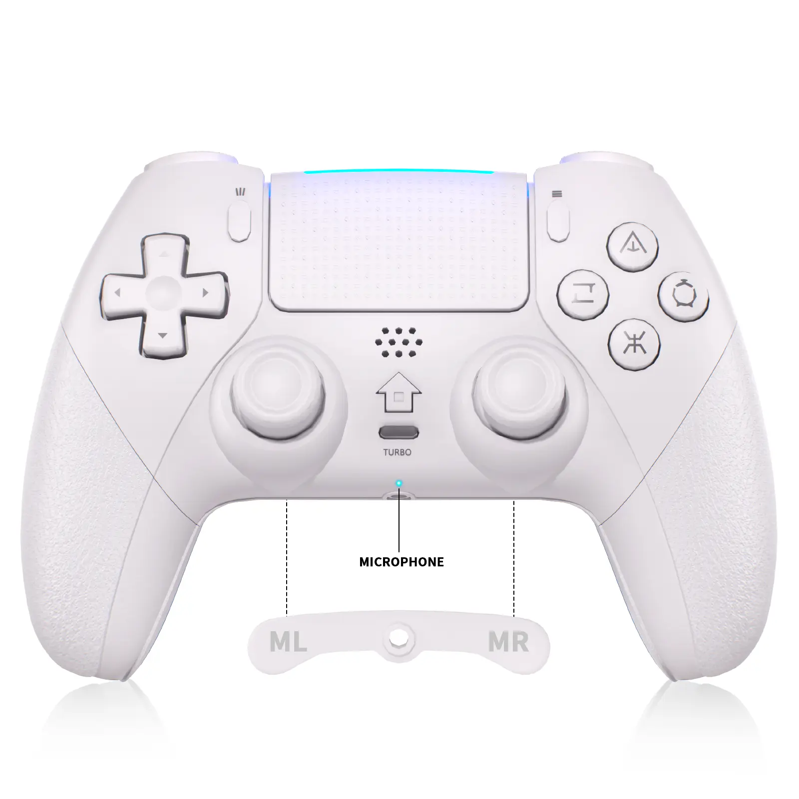 YUYIU Anti-Stick Drift Wireless Controller for PS5/PC – Programmable Macro Back Buttons,  6-Axis Gyro, Dual Vibration, Turbo, Touchpad, Bluetooth 5.0, 3.5mm Audio & Mic