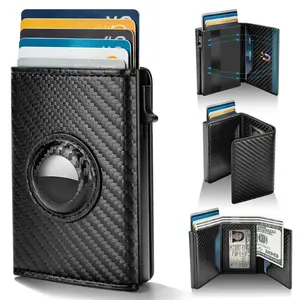 Mens Smart Wallet for Air Tag RFID Blocking,Slim Minimalist Compact Wallet and Card Holder, Front Pocket Wallets for Men,Ideal Gift for Men