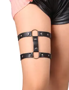 Women's Leg Garter Adjustable Leather Garter Black Harness Elastic Punk Thigh Garter for Women Sexy