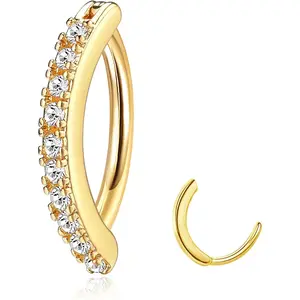 Milacolato 14G Hypoallergic Clicker Type Stainless Steel Navel Ring for Women, Cubic Zircon Opal Heart Reverse Curved Belly Button Piercing Jewelry for Nightclub Wear summerwins