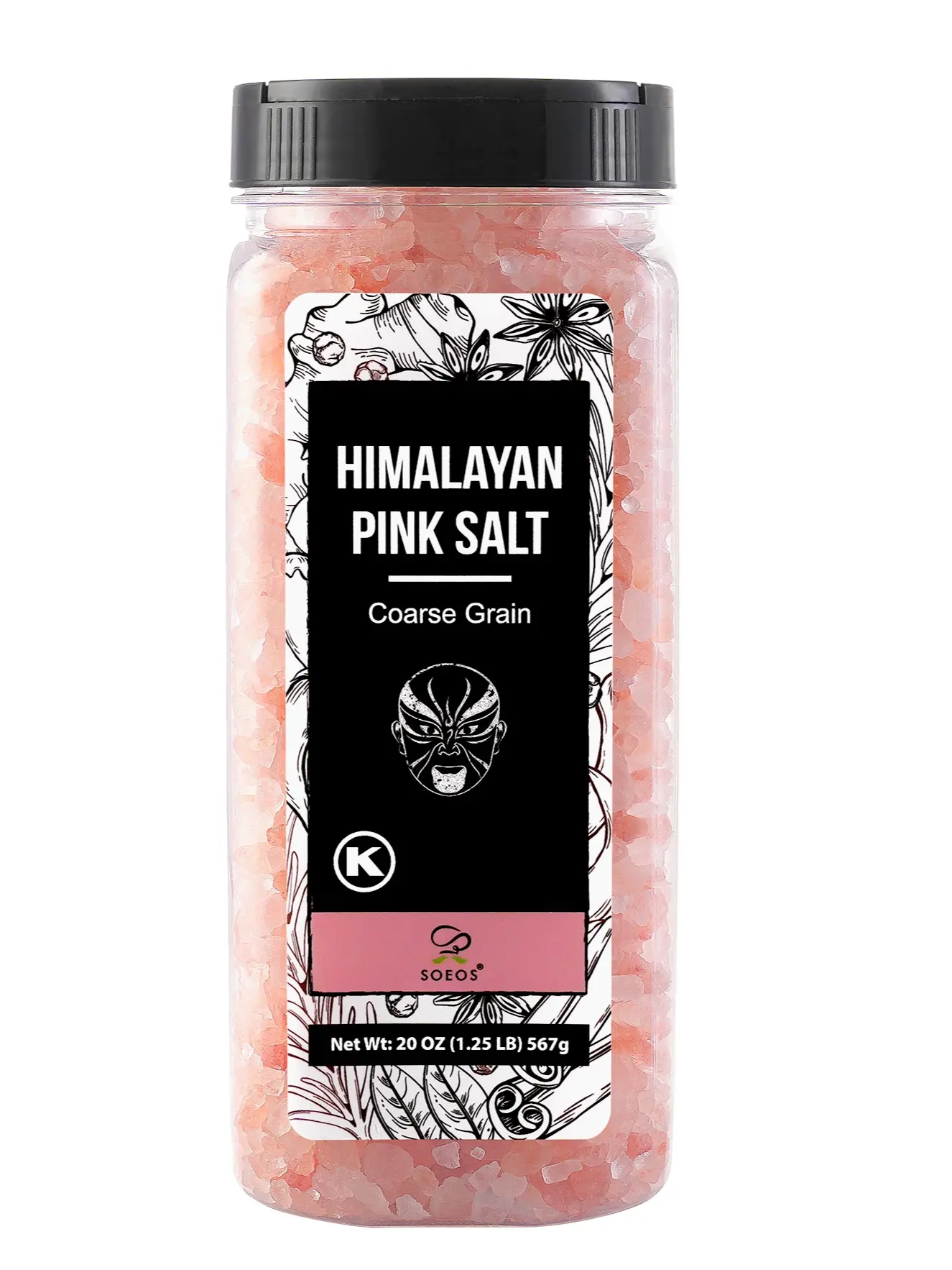 Soeos Himalayan Salt - Coarse Grain, 20 oz (1.25 lb) for Seasoning and  Flavor
