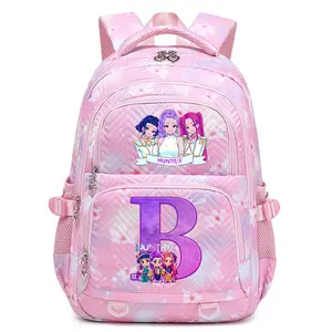NEW K-POP  CARTOON GIRLS BACKPACK, Pink Floral Princess Print Kids School Book Bag, Large Capacity Padded Lightweight Daypack, Relieve Shoulder Pressure, Cute School Travel Backpack Gift For Little Girls