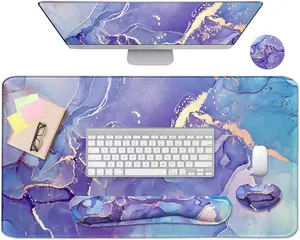 4-in-1 Large  Pad, Keyboard Wrist Rest Pad & Wrist Support Mousepad Set, Extended Desk Pad  Desk Mat for Home Office Study