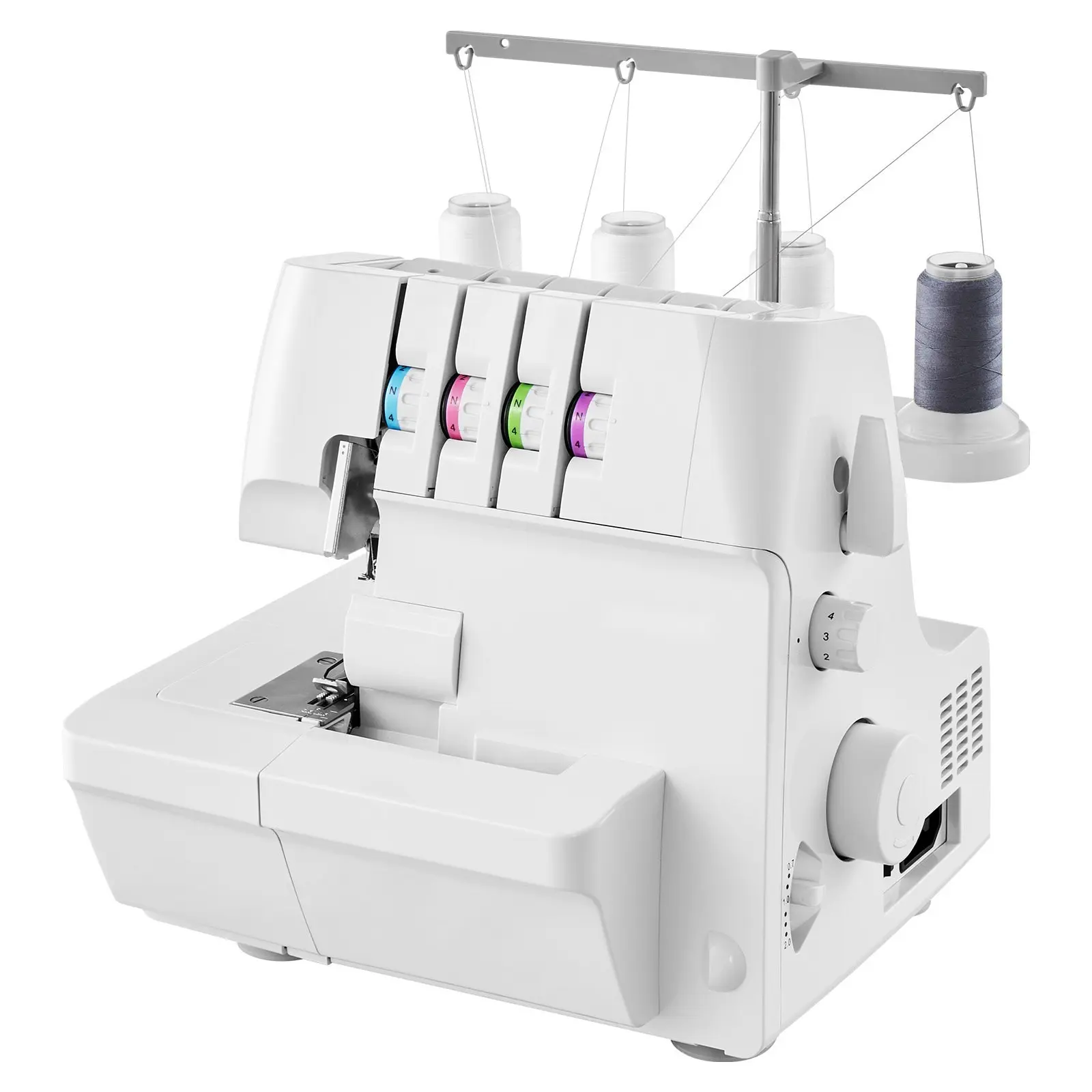 Serger Overlock Sewing Machine, 1250 Stitches Per Minute, 2-3-4 Thread Capability, 0.7-2.0 Adjustable Differential Feed, Free Arm, LED Light, Quiet Operation, Suitable For Knit, Woven, And Stretch Fabrics, White