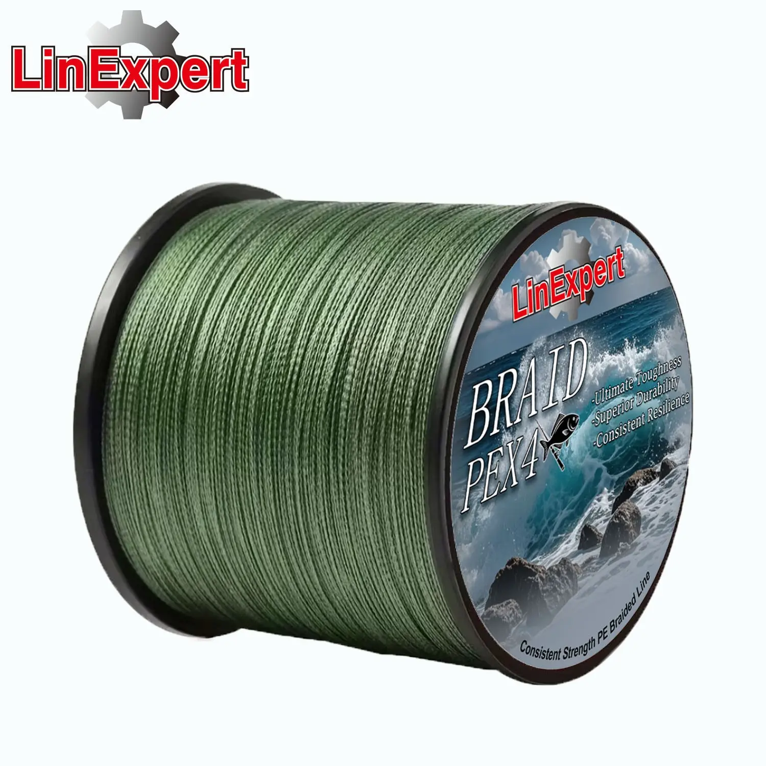 Linexpert Strong 4-Strand Braided Fishing Line, Durable 300 m/500 m High-Tensile Fishing String for Lure and Ice Fishing, Outdoor Fishing Supplies
