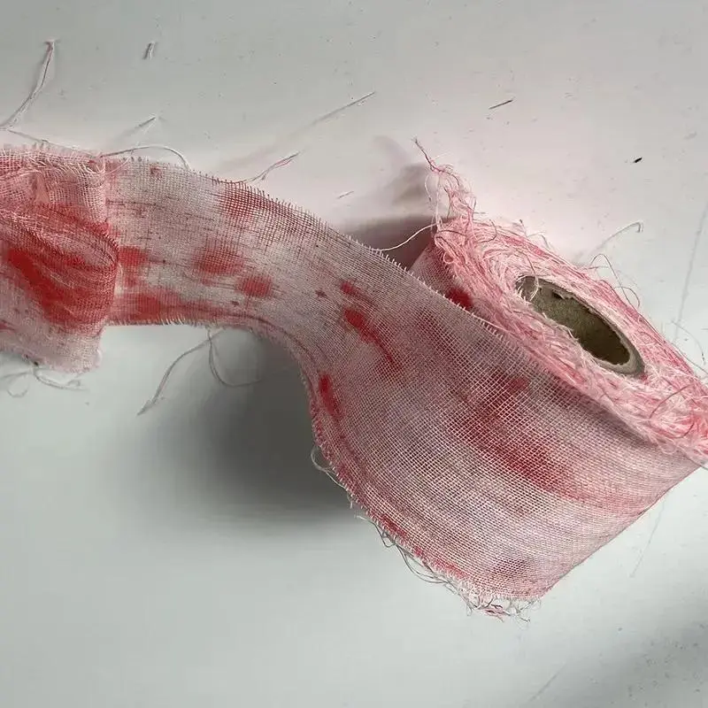 Creepy Halloween Party Accessories, Party Supplies, Fabric Bloodied Bandages, Horror Props, Realistic Injury Effects, Perfect for Spooky Parties & Events, Lightweight