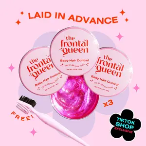 The Frontal Queen LAID IN ADVANCE KIT-  Edge Control Kit with 1 Year Supply of Baby Hair Control and FREE Precision Edge Brush | Smooth Hold, No White Cast, No Build-Up for Baby Hairs and Natural Edges and Slick Back Styles on Natural Hair and Wigs