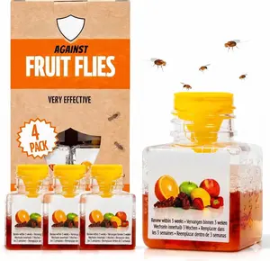 12 pcs Fruit Fly Traps for Indoors, Highly Effective Fruit Fly Catcher for Indoor Use for Home & Kitchen, Up to 3 Weeks of Performance per Bottle, Kid & Pet Friendly