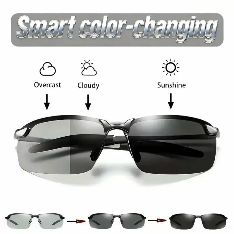 Paleshy HD Polarized Photochromic Sunglasses UV400 Protection, Unisex 2026 Summer Retro Oversized Simple Square Frame Fashion Accessories, Outdoor Sports Driving, Fishing, Golf, Running, Climbing Day Night Safety Glasses
