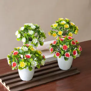 4 Piece Artificial Plant Set Mini Potted Plants, Lifelike Artificial Flower, Home Office Greenery Decor, Desktop Ornamental Bonsai, Decorative Desk Plant, DIY Flower Arrangement, Holiday Indoor Decoration