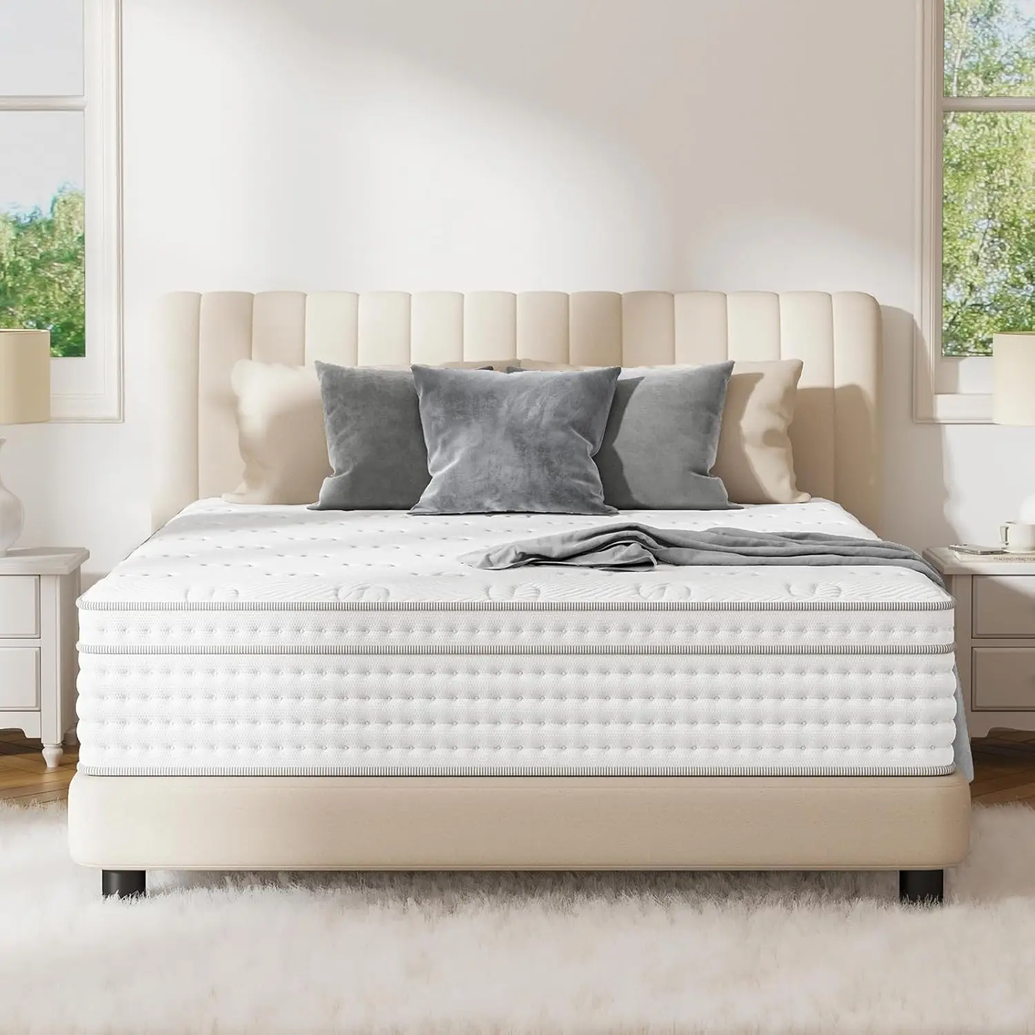 FlexPedic 10-14 in High Quality Thicker Hybrid Mattress, Gel-Infused Memory Foam, Individually Pocketed Coils for Motion Isolation, Extra Edge Support, Nontoxic for Peaceful Sleep, High Quality Mattress