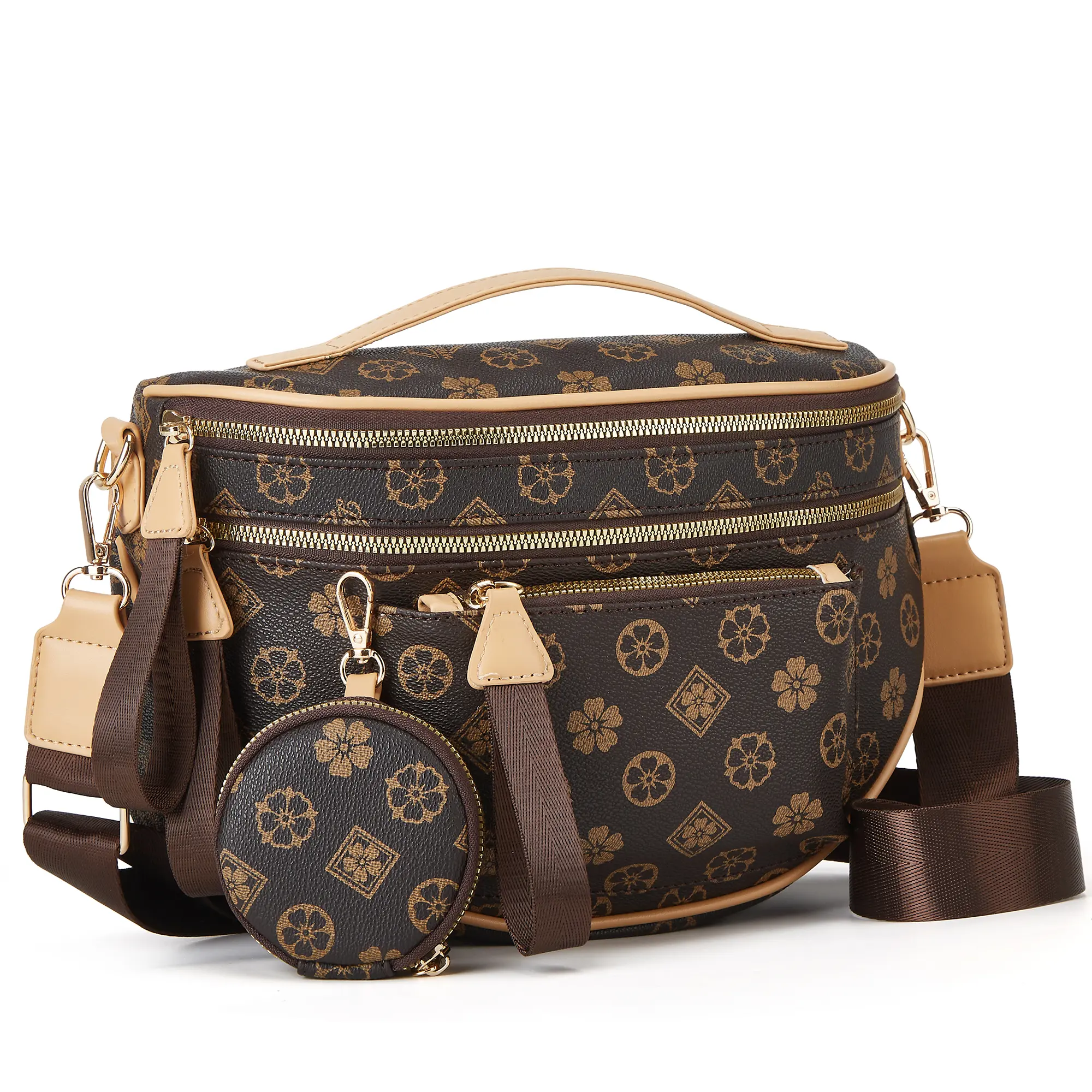 Elegant Spacious Checkered PU Leather Crossbody Bum Bag for Women, Stylish Handbag with Wallet Functionality, Purses, Crossbody Bags For Women, Zippered Sling Bag, Adjustable Shoulder Bag summerwins,summerwins