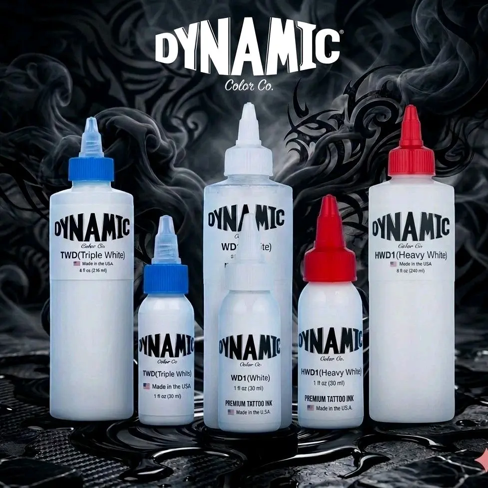 AUTHENTIC DYNAMIC INK WHITE/HEAVY WHITE/TRIPLE WHITE VEGAN,LONG LASTING FOR TATTOO ARTISTS 1oz/8oz