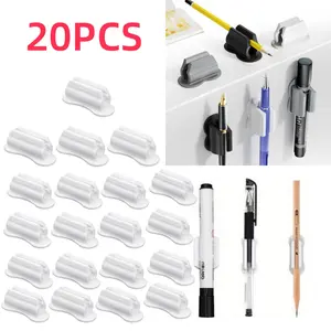 20PCS Adhesive Pen Holder for Desk,Silicone Pencil Holder & Marker Holder for Clipboard Wall Classroom School Office Desk Accessories