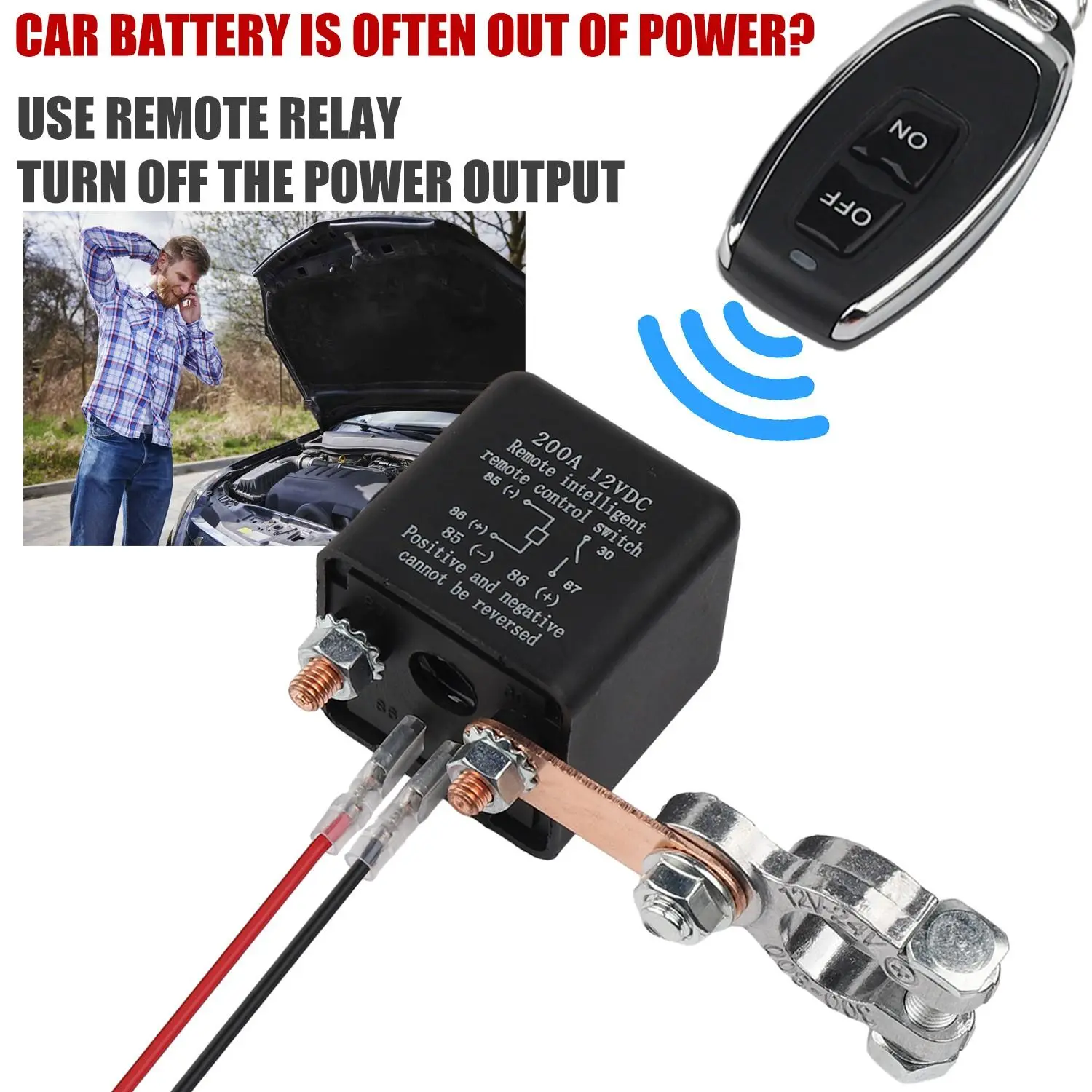 12V Wireless Dual Remote Car Battery Disconnect Relay Master Kill Cut-off Switch