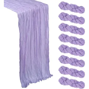 8 Pack 10Ft 120 Inch Lilac Purple Lavender Cheesecloth Table Runner Boho Sheer Rustic Gauze Fabric for Easter Spring Holiday Bridal Baby Shower Wedding Decoration